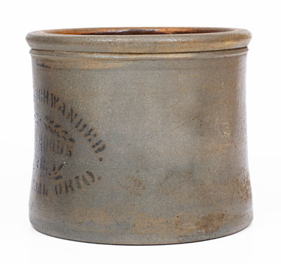 Scarce HANNIBAL, OHIO Stoneware Advertising Cake Crock