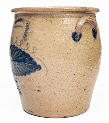 3 Gal. M. & T. MILLER / NEWPORT, PA Stoneware Jar with Leaf and Floral Decoration