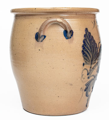 3 Gal. M. & T. MILLER / NEWPORT, PA Stoneware Jar with Leaf and Floral Decoration