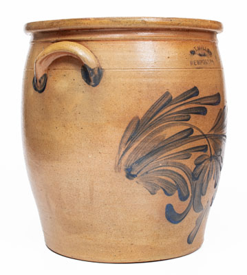 4 Gal. M. & T. MILLER / NEWPORT, PA Stoneware Jar w/ Elaborate Floral Decoration