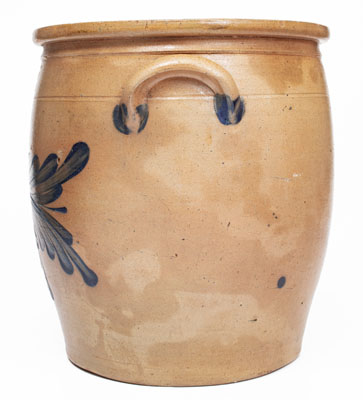 4 Gal. M. & T. MILLER / NEWPORT, PA Stoneware Jar w/ Elaborate Floral Decoration