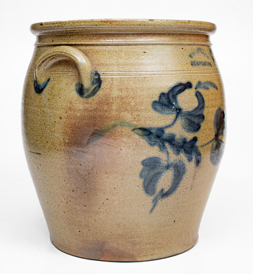 Rare 6 Gal. M. & T. MILLER / NEWPORT, PA Stoneware Jar with Floral Decoration