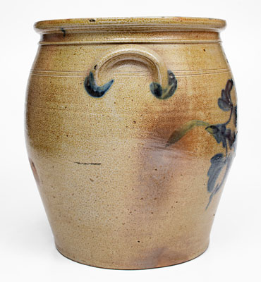 Rare 6 Gal. M. & T. MILLER / NEWPORT, PA Stoneware Jar with Floral Decoration