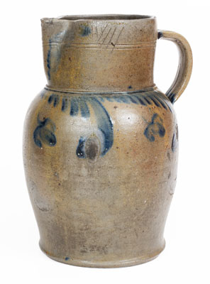 1 1/2 Gal. Baltimore Stoneware Pitcher w/ Floral Decoration, circa 1840