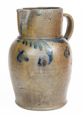 1 1/2 Gal. Baltimore Stoneware Pitcher w/ Floral Decoration, circa 1840
