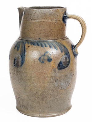 1 1/2 Gal. Baltimore Stoneware Pitcher w/ Floral Decoration, circa 1840