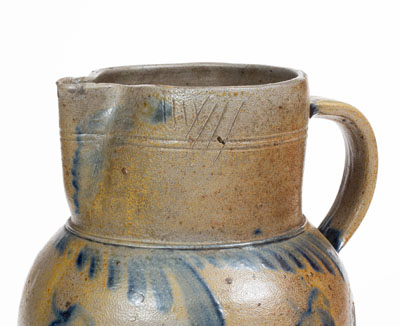 1 1/2 Gal. Baltimore Stoneware Pitcher w/ Floral Decoration, circa 1840