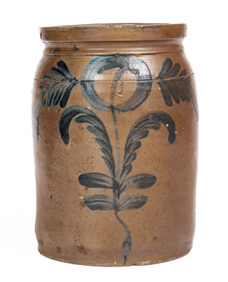 1/2 Gal. B. C. MILBURN (Alexandria, VA) Stoneware Jar w/ Floral Decoration