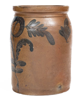 1/2 Gal. B. C. MILBURN (Alexandria, VA) Stoneware Jar w/ Floral Decoration