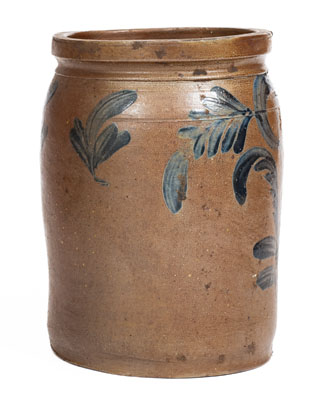 1/2 Gal. B. C. MILBURN (Alexandria, VA) Stoneware Jar w/ Floral Decoration