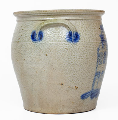 Exceedingly Rare COWDEN & WILCOX / HARRISBURG, PA Stoneware Jar w/ Elaborate House Decoration