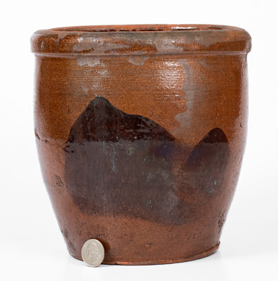Shenandoah Valley (Strasburg, Virginia) Redware Cream Jar w/ Manganese Decoration