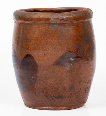 Shenandoah Valley (Strasburg, Virginia) Redware Cream Jar w/ Manganese Decoration