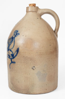 3 Gal. TROY, N.Y. POTTERY Stoneware Jug with Bird Decoration
