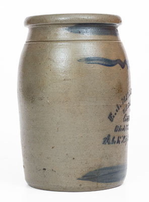 E. J. MILLER & SON / ALEXANDRIA, VA Stenciled Stoneware Advertising Jar, Greensboro, PA origin