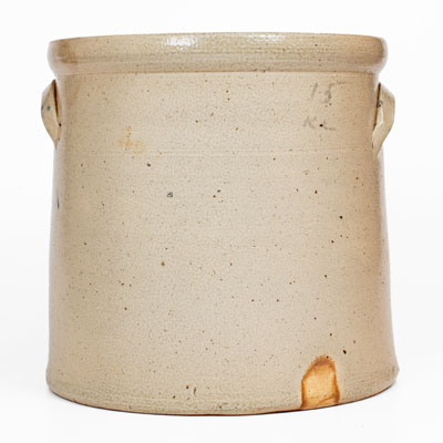 Scarce 4 Gal. Stoneware Crock w/ Pecking Chicken and Rooster, attrib. Brady & Ryan, Ellenville, NY