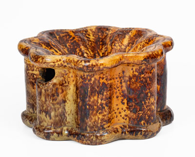 Rare Glazed Redware Spittoon, Inscribed 