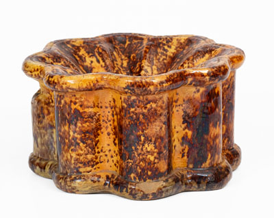 Rare Glazed Redware Spittoon, Inscribed 