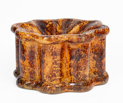 Rare Glazed Redware Spittoon, Inscribed 