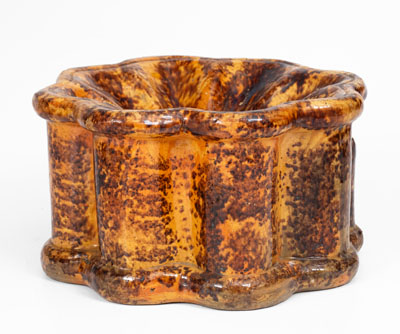 Rare Glazed Redware Spittoon, Inscribed 