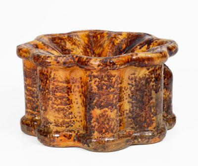 Rare Glazed Redware Spittoon, Inscribed 