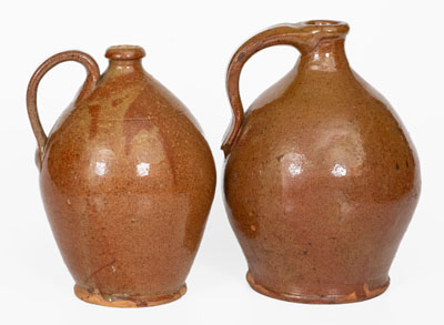 Lot of Two: Redware Jugs, New York State or Maine