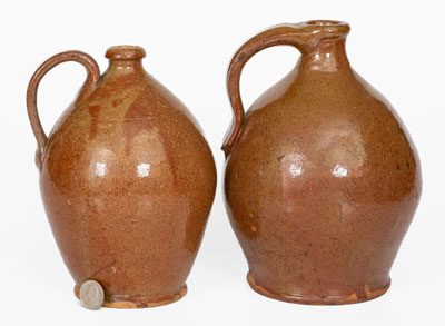 Lot of Two: Redware Jugs, New York State or Maine