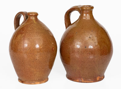Lot of Two: Redware Jugs, New York State or Maine
