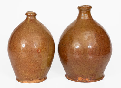 Lot of Two: Redware Jugs, New York State or Maine