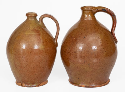 Lot of Two: Redware Jugs, New York State or Maine