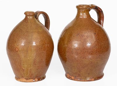 Lot of Two: Redware Jugs, New York State or Maine