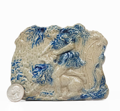Very Rare New York Stoneware Plaque w/ Classical Lion Tamer, possibly Lyons, NY