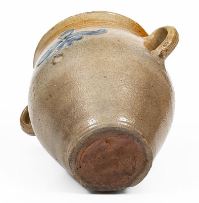 Fine Vertical Handled 1/2 Gal. Stoneware Jar w/ Incised Decoration, Manhattan, c1790