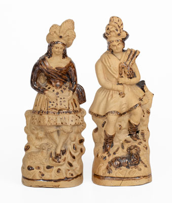 Rare Pair of Stoneware Figures, possibly New York State origin