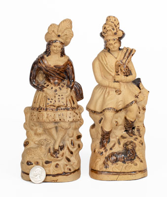Rare Pair of Stoneware Figures, possibly New York State origin