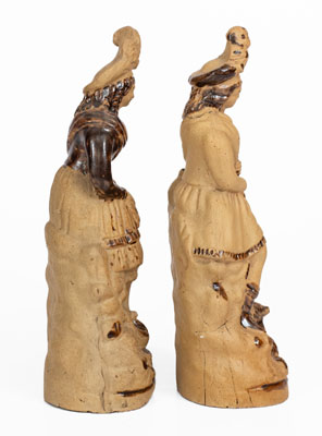Rare Pair of Stoneware Figures, possibly New York State origin