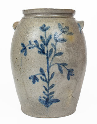 Exceedingly Rare Stoneware Jar w/ Incised Foliate Decoration, att. Solomon Bell, Winchester / Strasburg, VA