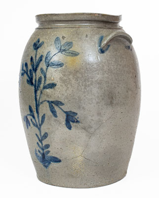 Exceedingly Rare Stoneware Jar w/ Incised Foliate Decoration, att. Solomon Bell, Winchester / Strasburg, VA