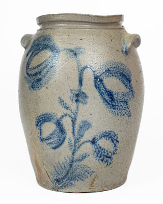 Exceedingly Rare Stoneware Jar w/ Incised Foliate Decoration, att. Solomon Bell, Winchester / Strasburg, VA