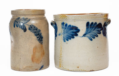 Lot of Two: Stoneware Crocks attrib. Remmey, Philadelphia, PA