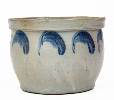 JOHN BELL / WAYNESBORO Bowl-Shaped Stoneware Jar w/ Cobalt Decoration