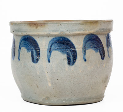 JOHN BELL / WAYNESBORO Bowl-Shaped Stoneware Jar w/ Cobalt Decoration