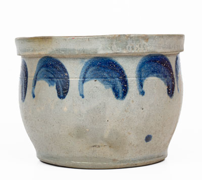 JOHN BELL / WAYNESBORO Bowl-Shaped Stoneware Jar w/ Cobalt Decoration