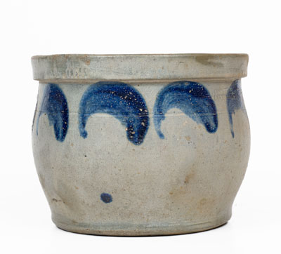 JOHN BELL / WAYNESBORO Bowl-Shaped Stoneware Jar w/ Cobalt Decoration