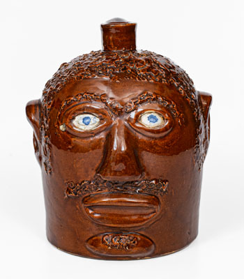 Rare and Fine Ohio Stoneware Face Jug, late 19th / early 20th century