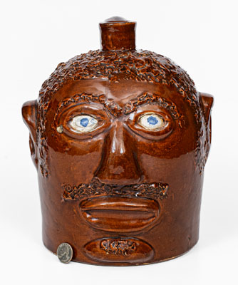 Rare and Fine Ohio Stoneware Face Jug, late 19th / early 20th century