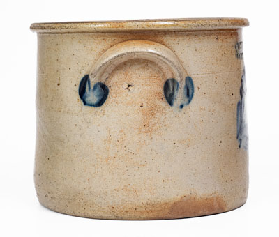 COWDEN & WILCOX / HARRISBURG, PA Stoneware Crock w/ Cobalt Floral Decoration