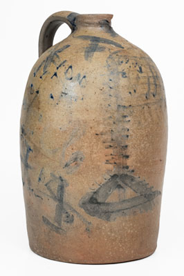 Rare Patriotic Midwestern / Ohio Stoneware Jug w/ Flag Decorations, Etc.