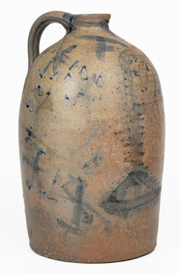 Rare Patriotic Midwestern / Ohio Stoneware Jug w/ Flag Decorations, Etc.