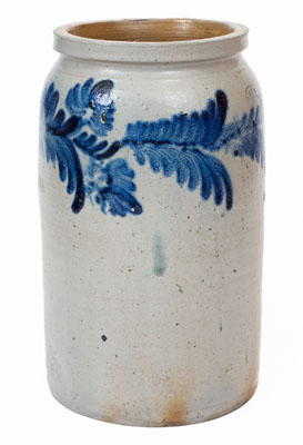 1 1/2 Gal. Baltimore Stoneware Jar w/ Floral Decoration, c1840
